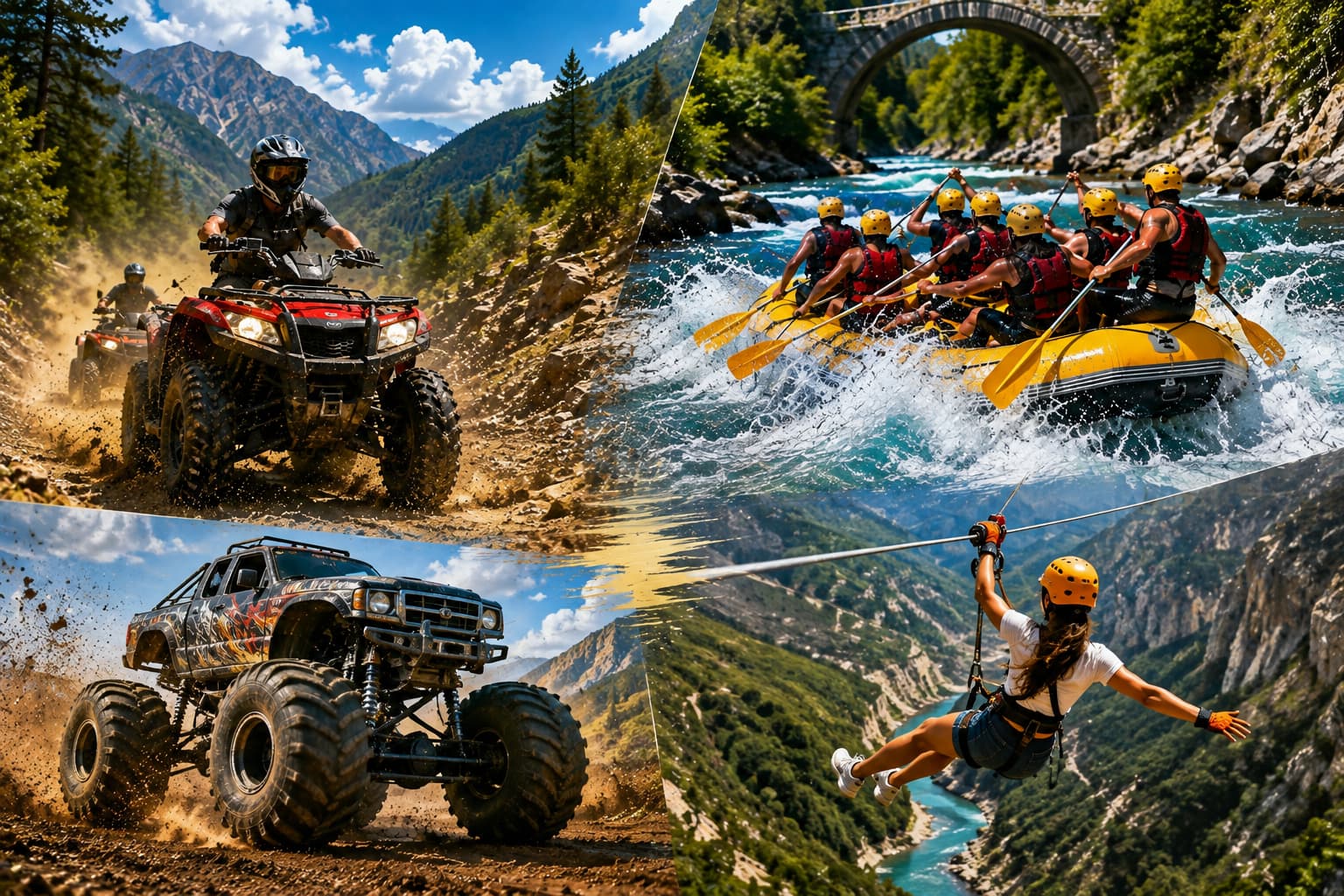 Quad Safari + Rafting + Monster + Zipline (4'in 1)